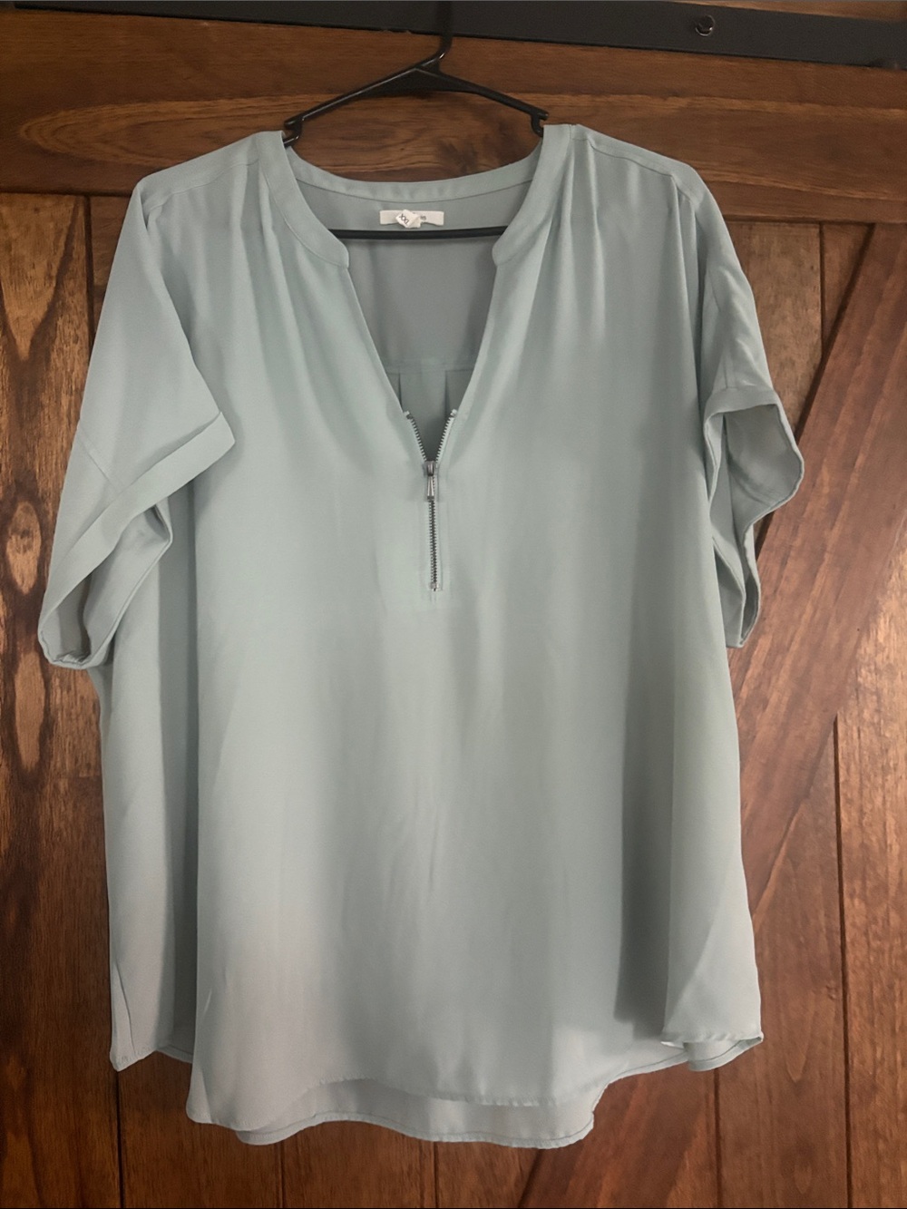 Maurices Sage Green Zip-Front Women's Blouse